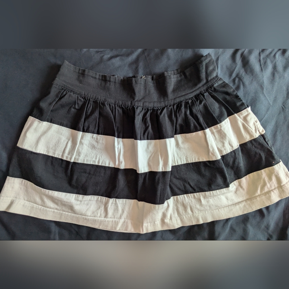 H&M Black and White Striped Circle Skirt